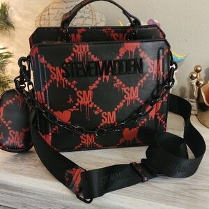Steve Madden Black & Red Bleeding Heart Bag